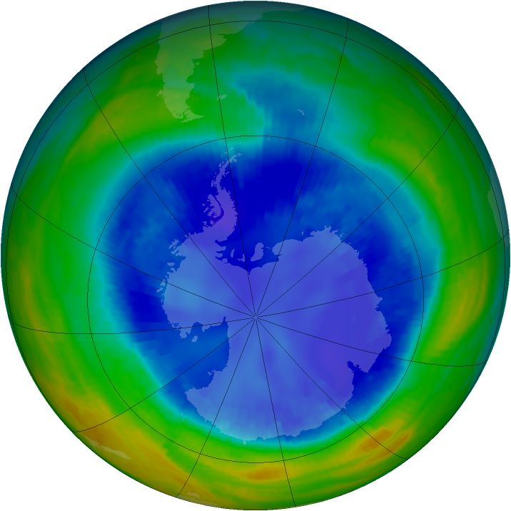 Antarctic ozone map for 27 August 2001